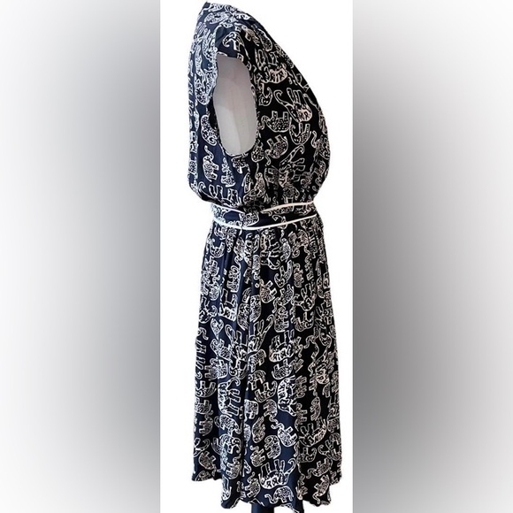 Anthropologie Maeve Black Noronha Elephant Print Dress Size Small - Picture 3 of 9